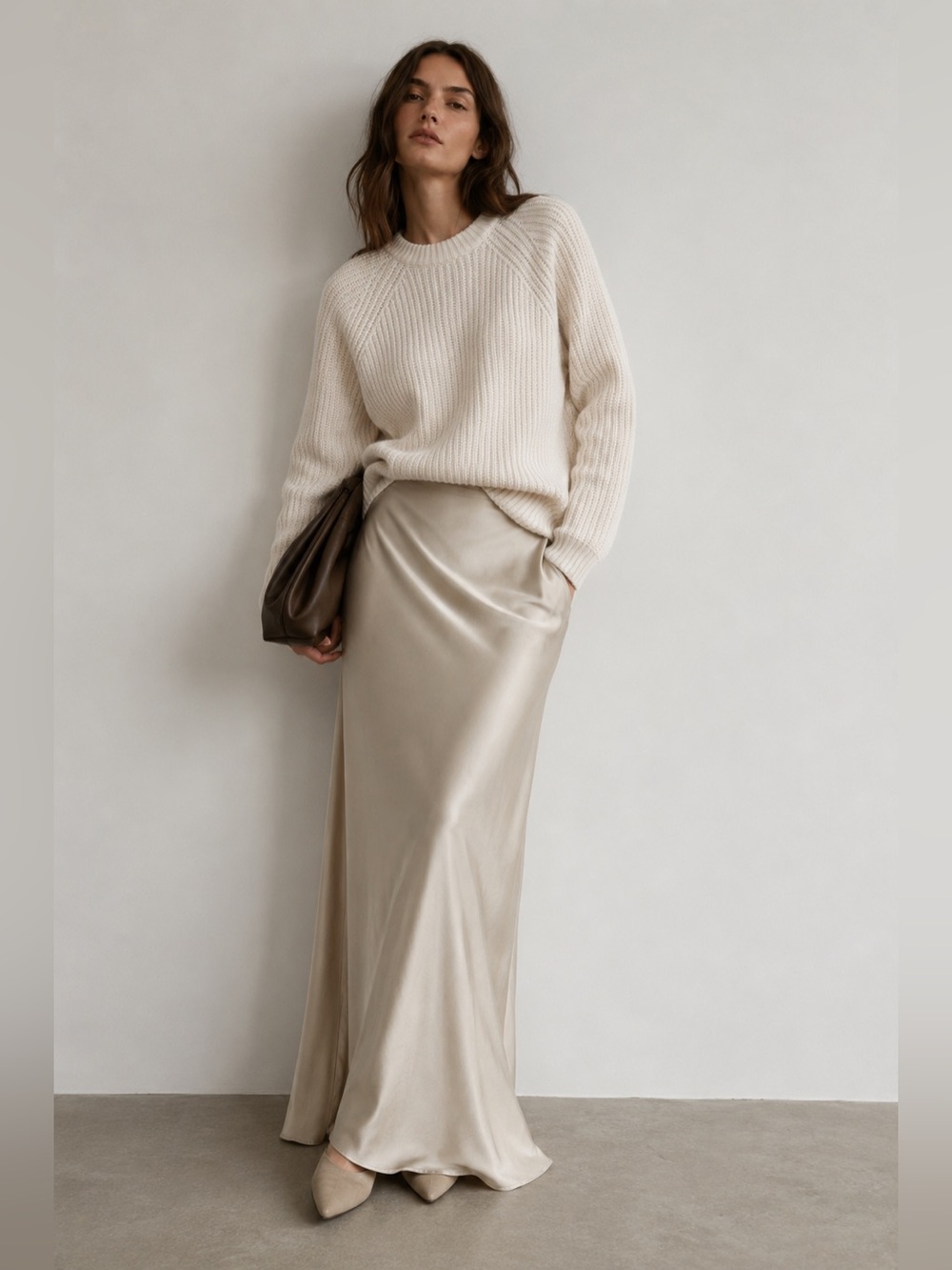 NWT Uniqlo Cream low gauge ribbed crew neck Knit Wool Blend Sweater S